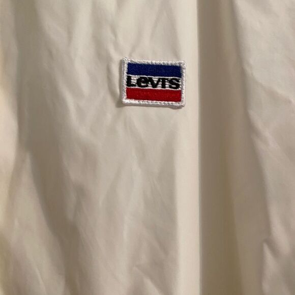 Vtg 2X Levi's men’s White Windbreaker with Logo Patch, Athletic Jacket, Full Zip - Picture 4 of 10